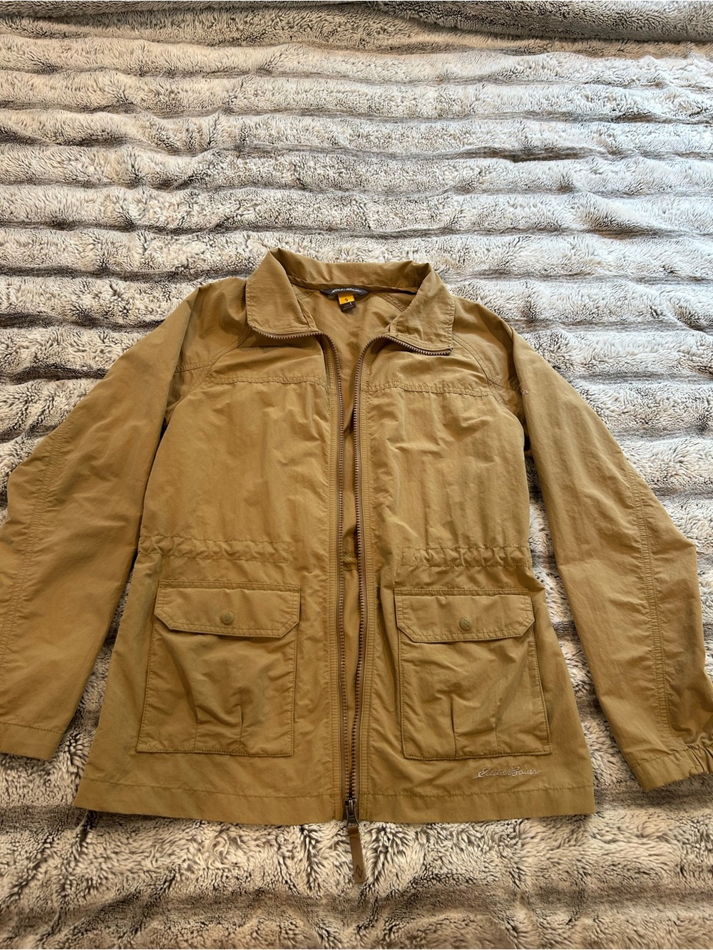 Eddie Bauer Atlas Windbreaker Zip-Front Jacket in Khaki